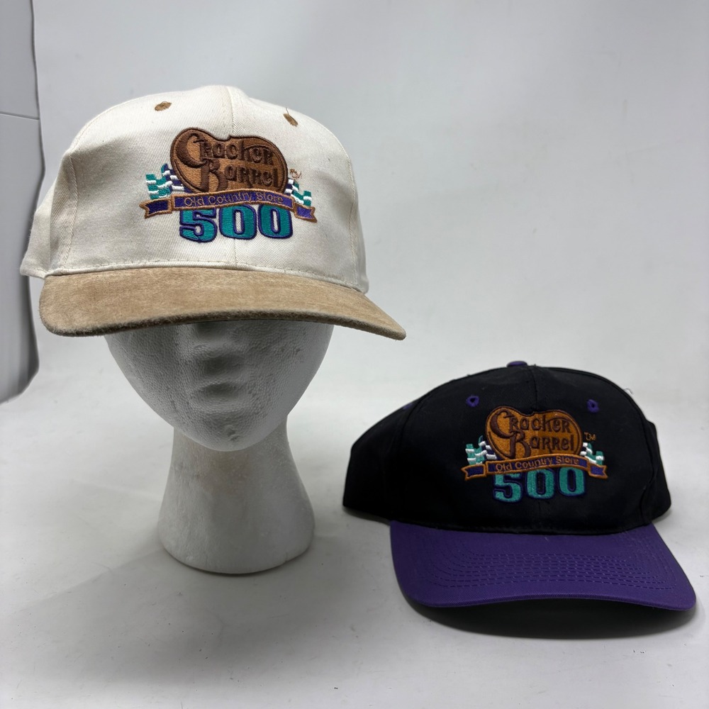 Vintage Cracker Barrel 500 NASCAR Snapback Hat Bundle Cobra Caps‎ 2 Pack Mens